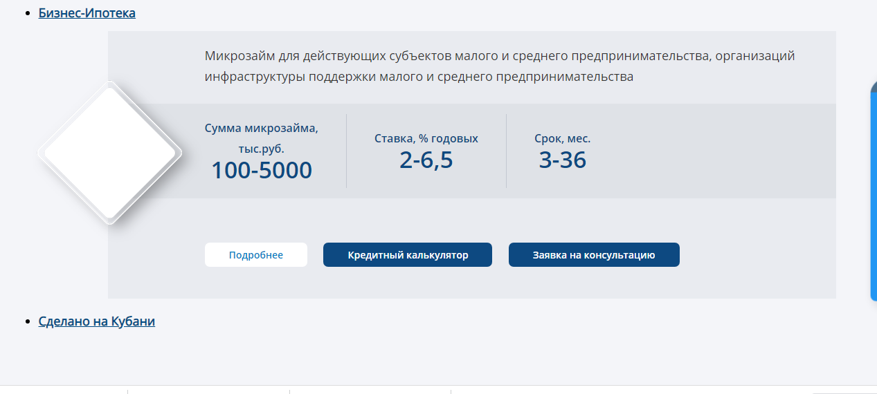 Программа льготных займов «Бизнес-ипотека» Фонда микрофинансирования Краснодарского края